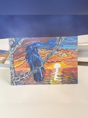 Mystic Raven Sunset Greeting Cards Set of 5 by Briefcase Artist
